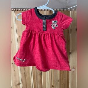 Wisconsin Badgers Dress with Snap Onesie underneath 0-3 Months